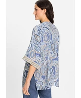 Olsen Women's Paisley Kimono with Embroidered Trim