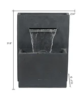 LuxenHome Gray Resin Modern Rectangular Waterfall Outdoor Fountain