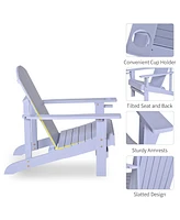 Wooden Adirondack Chair, Outdoor Patio Lawn Chair with Cup Holder, Weather Resistant Lawn Furniture