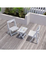 Foldable Small Table and Chair Set with 2 Chairs and Rectangular Table