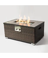 Outdoor Fire Table Propane Fire Pit Rattan gas fire table, gas fire table with tile tabletop