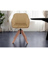 Velvet Arm Chair with Wooden Legs for Dining Room Table or Sitting Area