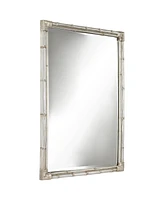 Takeo Rectangular Vanity Decorative Wall Mirror Modern Rustic Style Distressed Silver Faux Bamboo Frame Beveled 31" Wide for Bathroom Bedroom Liv