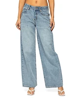 Edikted Women's Ery Wide Leg Mid Rise Jeans