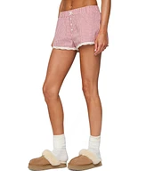 Edikted Women's Vaughn Lacey Plaid Shorts