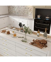 Kitchen island with 8 drawers, kitchen island storage table, coffee station and microwave rack for home, dining room, white, wood