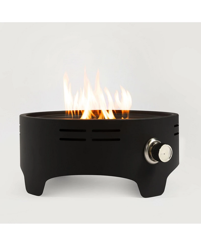 15 Inch Propane Tabletop Fire Pit with Lid as Lockable Handle for Portable Camping