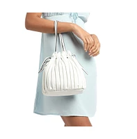 Women's Tug-And-Go White Bucket Bag