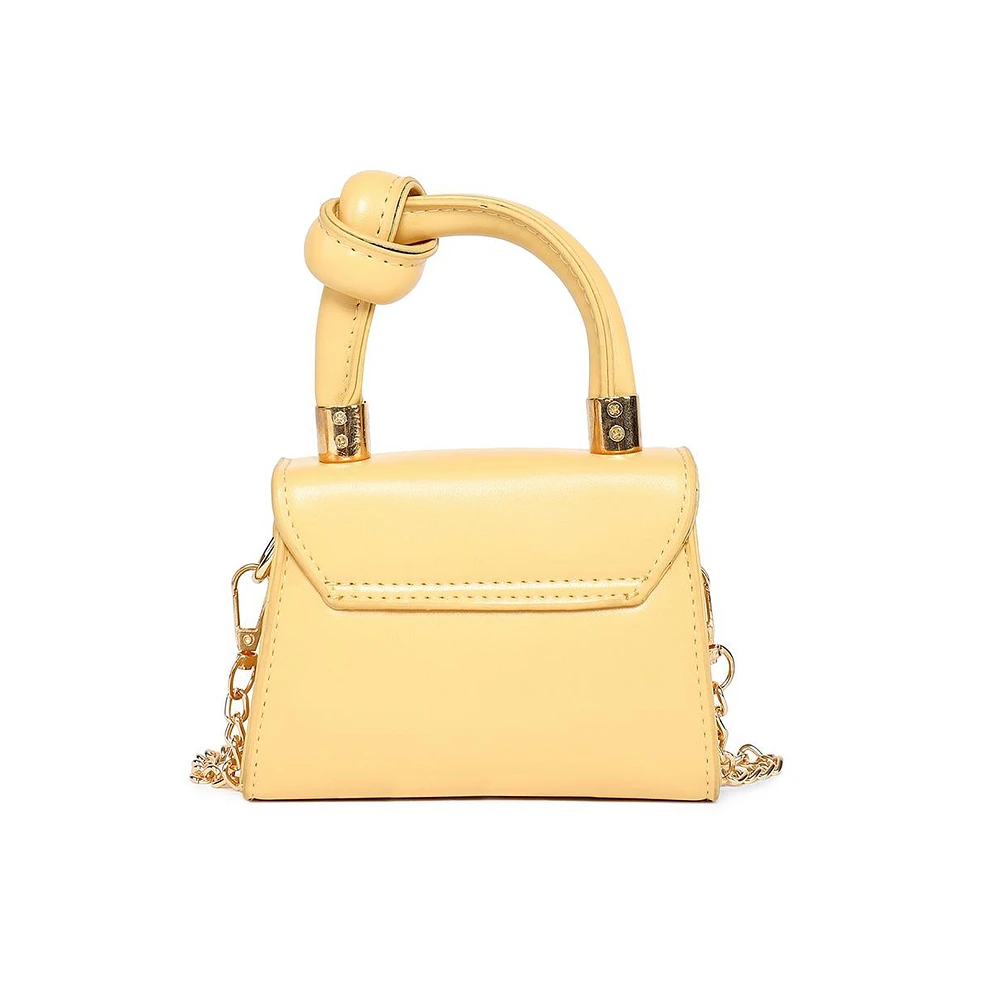 Women's Solid Yellow Handbag With A Flap