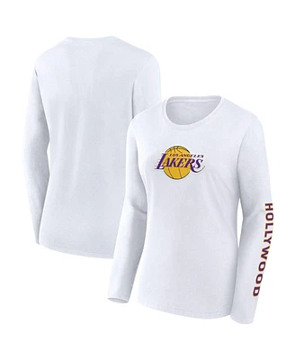 Fanatics Women's White Los Angeles Lakers Long Sleeve T-Shirt