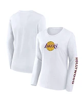 Fanatics Women's White Los Angeles Lakers Long Sleeve T-Shirt