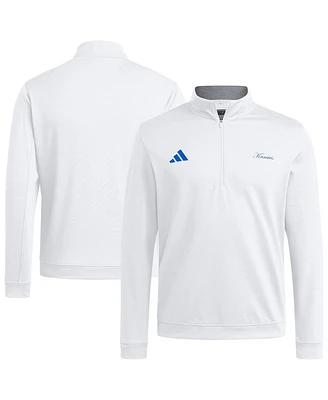 Adidas Men's White Kansas Jayhawks Elevated Quarter-Zip Jacket