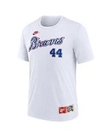 Nike Men's Hank Aaron White Atlanta Braves Cooperstown Collection Tri-Blend Name Number T-Shirt