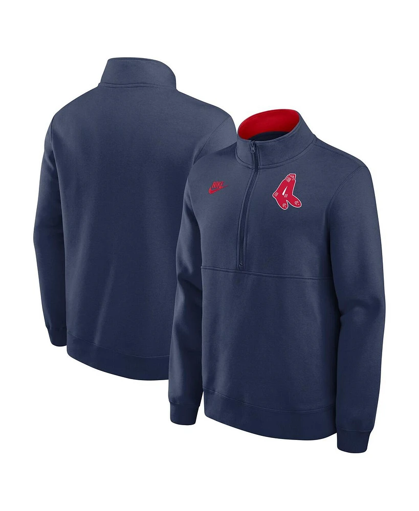 Nike Men's Navy Boston Red Sox Cooperstown Collection Fleece Half-Zip Pullover Sweatshirt