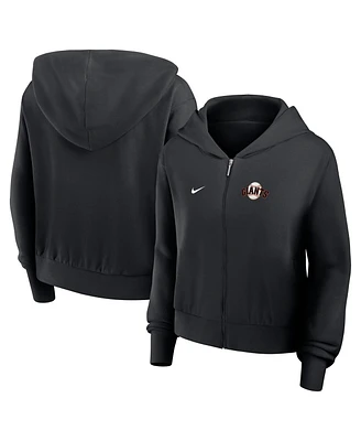 Nike Women's Black San Francisco Giants Cropped Chill Full-Zip Hoodie Jacket