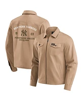 Darius Rucker Collection by Fanatics Men's Tan New York Yankees Distressed Washed Full-Zip Jacket