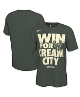 Nike Men's and Women's Hunter Green Milwaukee Bucks 2025 Nba Playoffs On-Court Mantra T-Shirt