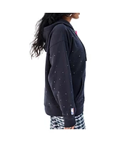Terez Women's Black Golden State Warriors Oversized Allover Gemstone Full-Zip Hoodie