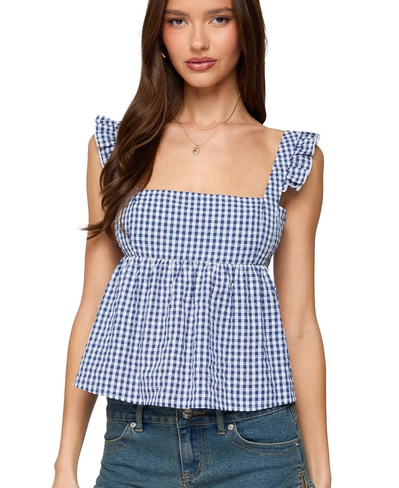 Edikted Women's Jenson Backless Gingham Top