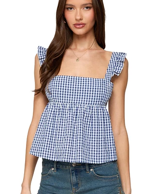 Edikted Women's Jenson Backless Gingham Top