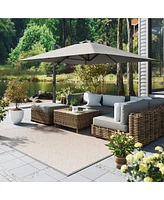 Mondawe 156"W x 120"D Rectangular Cantilever Umbrella with Detachable -level Brightness Led Light, w/ Weight Base Included