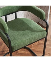 Modern Chenille Bar Stools Set of 2 Upholstered Counter Height Chairs with Armrests and Metal Frame for Kitchen Island Dining Room Home Bar-The Pop Ho
