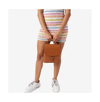 Women's Buckle Flap Backpack - Brown
