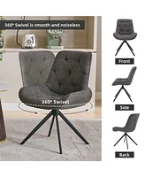 Dyhome Swivel Dining Chairs, Boucle Upholstered Accent Chairs Living Room Desk Office Arm Chair
