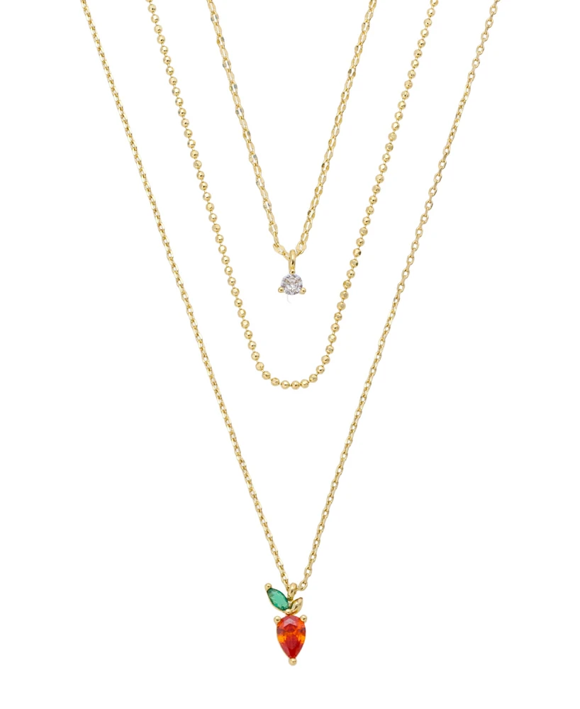 Unwritten Cubic Zirconia Strawberry Pendant Layered Necklace Set