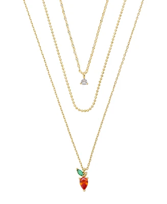 Unwritten Cubic Zirconia Strawberry Pendant Layered Necklace Set