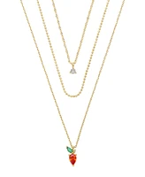 Unwritten Cubic Zirconia Strawberry Pendant Layered Necklace Set