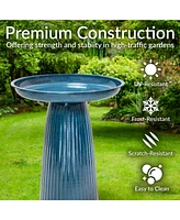 Gleeful Garden Metal Bird Bath for Outdoors - Uv-Resistant Large Outside 23-Inch Canyon Clay Glaze