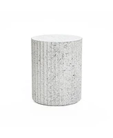 LuxenHome 2-Piece White with Gray Flecks Manufactured Wood Nesting Side Table Set