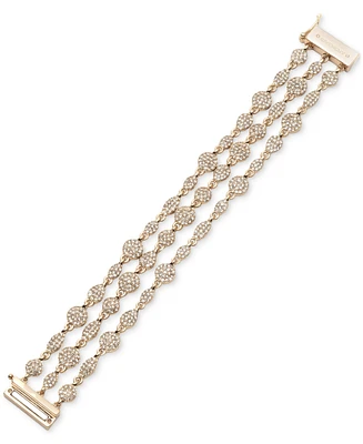 Givenchy Gold-Tone Pave Cluster Triple-Row Flex Bracelet