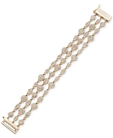 Givenchy Gold-Tone Pave Cluster Triple-Row Flex Bracelet