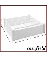 4' x 4' x 12" White Vinyl Raised Garden Bed with Grid, Above Ground Planter Box