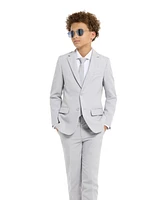 Opposuits Big Boys Groovy Grey Slim Fit Solid Suit Including Blazer, Pants and Clip-On-Tie