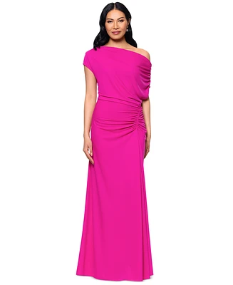 Betsy & Adam Women's Asymmetric Ruched Gown