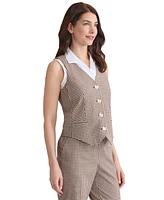 Jones New York Women's Check-Print Button-Front Vest