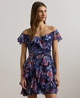 Lauren Ralph Women's Print Off-the-Shoulder Cocktail Dress