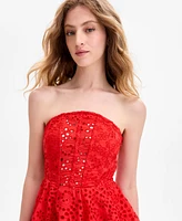 Astr the Label Women's Deasia Strapless Eyelet Dress