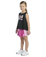adidas Toddler and Little Girls 2-Piece Waist Tank 3-Stripe Skort Set