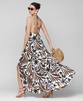 Avec Les Filles Women's Pleated Halter Maxi Dress