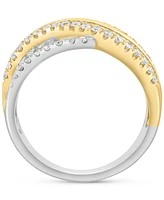 Effy Diamond Multi-Row Crossover Statement Ring (5/8 ct. t.w.) in 14k White & Yellow Gold