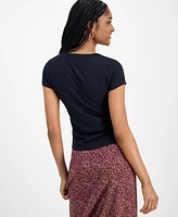 Hippie Rose Juniors' Scoop-Neck Cap-Sleeve T-Shirt