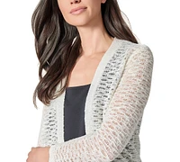 Kasper Women's Open-Front Semi-Sheer 3/4-Sleeve Cardigan