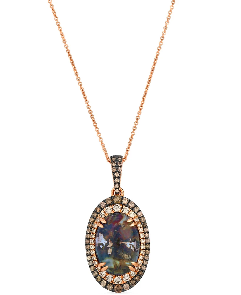 Le Vian Aquadite (4 ct. t.w.) Nude Diamond (1/3 ct. t.w.) & Chocolate Diamond (3/8 ct. t.w.) Pendant Necklace Set in 14k Rose Gold, 20"