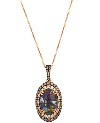 Le Vian Aquadite (4 ct. t.w.) Nude Diamond (1/3 ct. t.w.) & Chocolate Diamond (3/8 ct. t.w.) Pendant Necklace Set in 14k Rose Gold, 20"