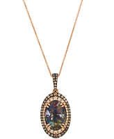 Le Vian Aquadite (4 ct. t.w.) Nude Diamond (1/3 ct. t.w.) & Chocolate Diamond (3/8 ct. t.w.) Pendant Necklace Set in 14k Rose Gold, 20"