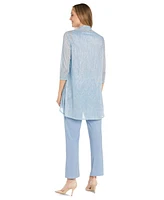 R & M Richards Women's Metallic Jacket, Necklace Top Pants Set
